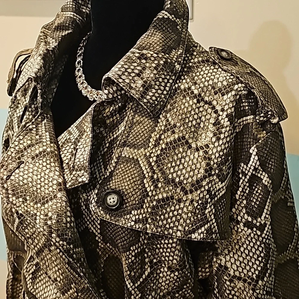 Michael Kors Snake Print Trench Coat - Picture 5 of 13